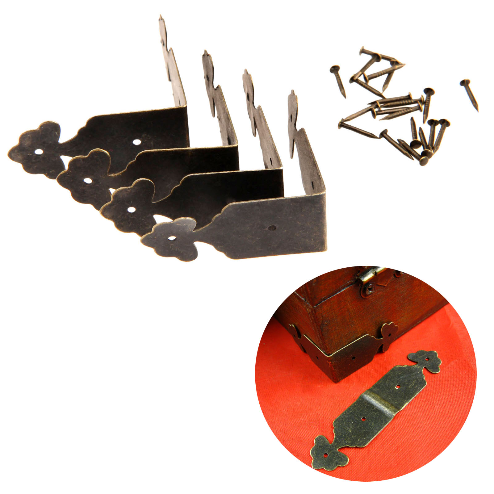 Furniture Hardware Antique - 4 sztuk dekoracyjne zabezpieczenie narożników żelaza